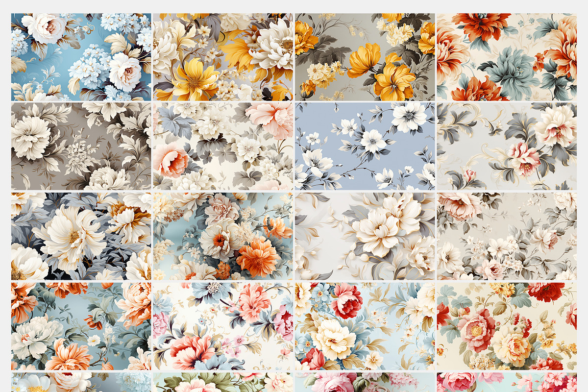 Baroque seamless hand drawn flowers, a Wallpaper Graphic by Muzi pear studio (Photo 8 of 12)