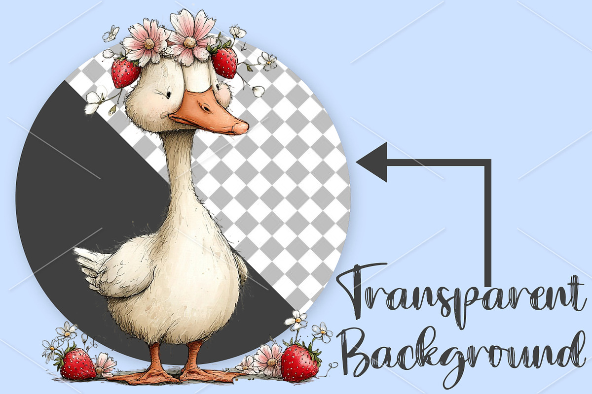 Whimsical Goose Strawberry Clipart, a Seasonal Illustration by Canvas Craft (Photo 2 of 7)