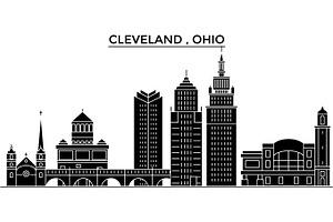 Usa, Ohio Cleveland architecture vector city skyline, travel cityscape with landmarks, buildings, isolated sights on background