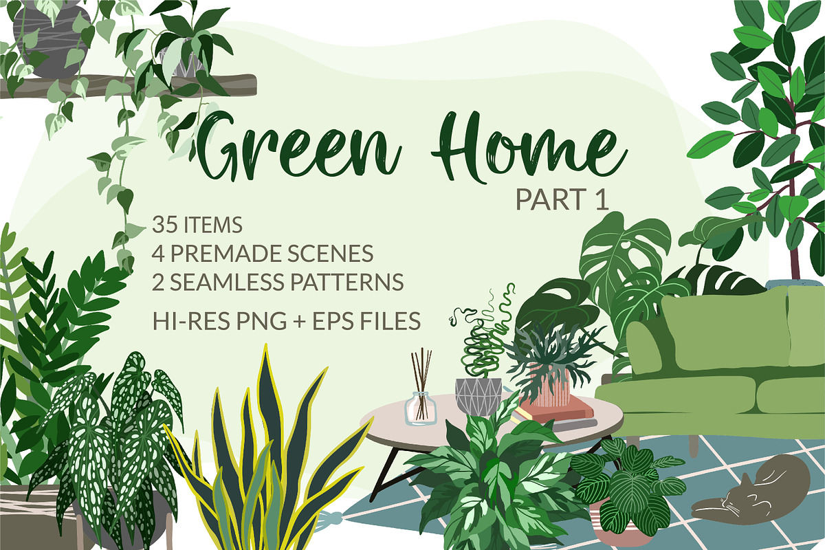 Indoor Plants, Vector Set, an Object Graphic by JSolomatina (Photo 1 of 13)