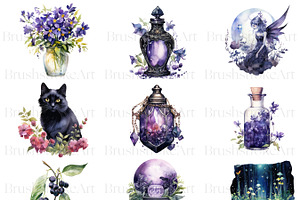 Watercolor Goth Clipart Pack