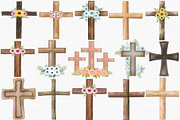 Watercolor Floral Cross Clipart Set, an Illustration by CropUp Creative (Thumbnail 3 of 4)