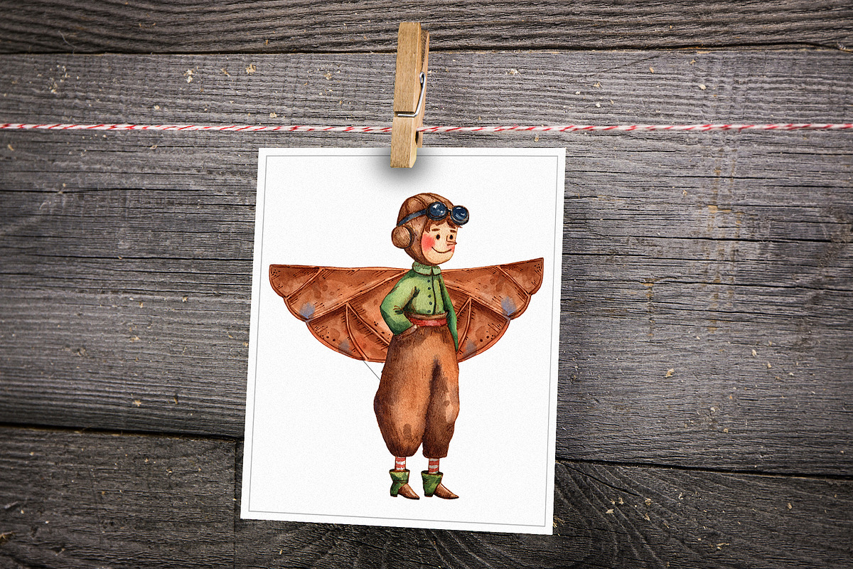 Aviators - Watercolor Clipart Set, a Texture Illustration by Mashamashastu (Photo 10 of 13)