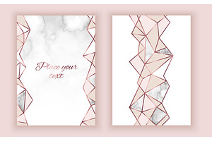 Geometric invitation, marble texture