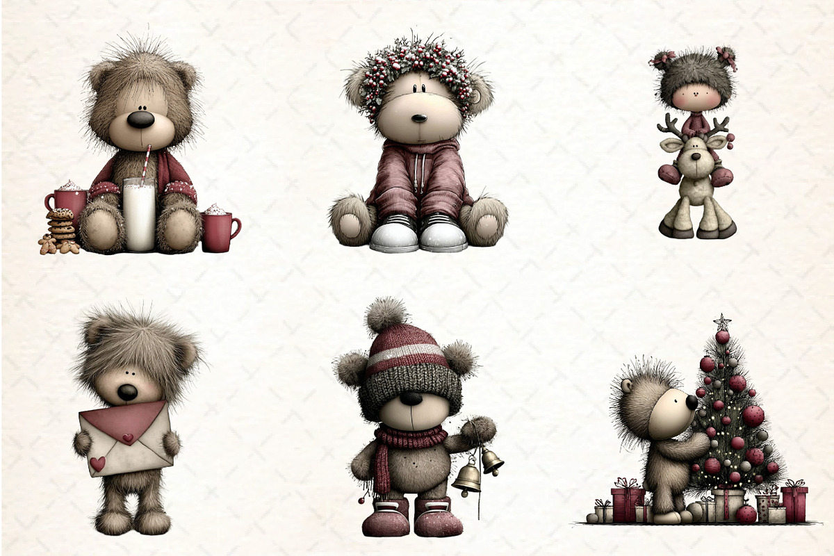 Whimsical Christmas Teddy Clipart, an Illustration by DreamCafeArt (Photo 4 of 6)