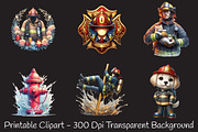 Firefighter Watercolor Cliparts, an Illustration by RobertsArt (Thumbnail 6 of 7)