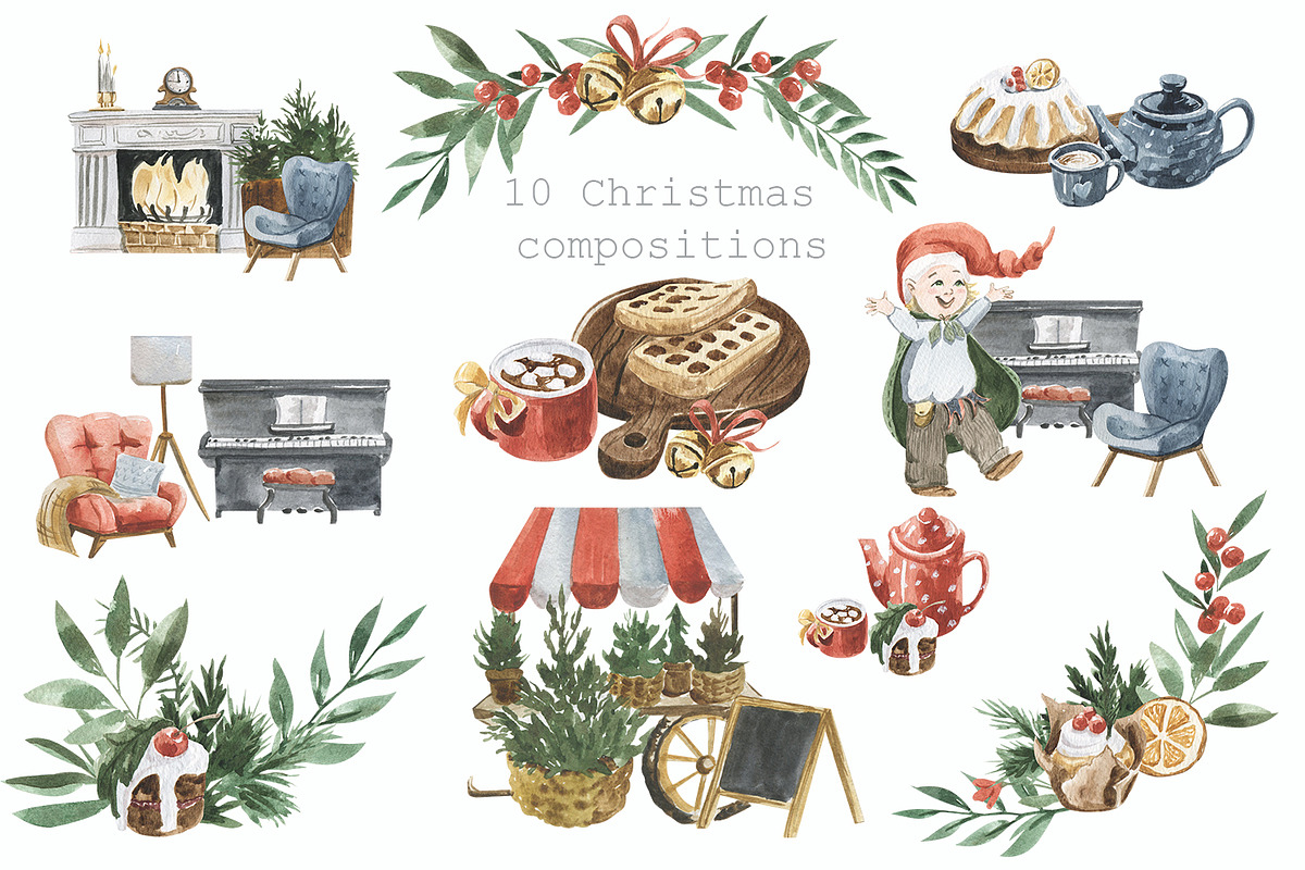 Elves. Cheerful tea party, an Illustration by Love Watercolor Store (Photo 5 of 6)