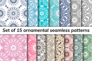 Mandala Pattern Seamless Set Of 15