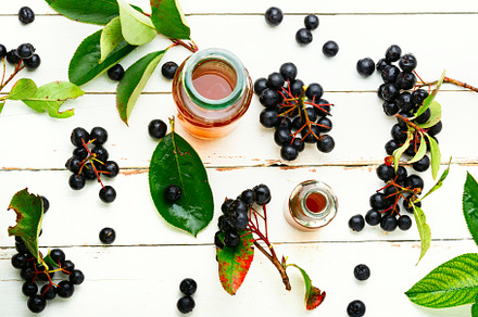 Chokeberry berries in herbal medicin, a Health & Medical Photo by MLunov MLunov