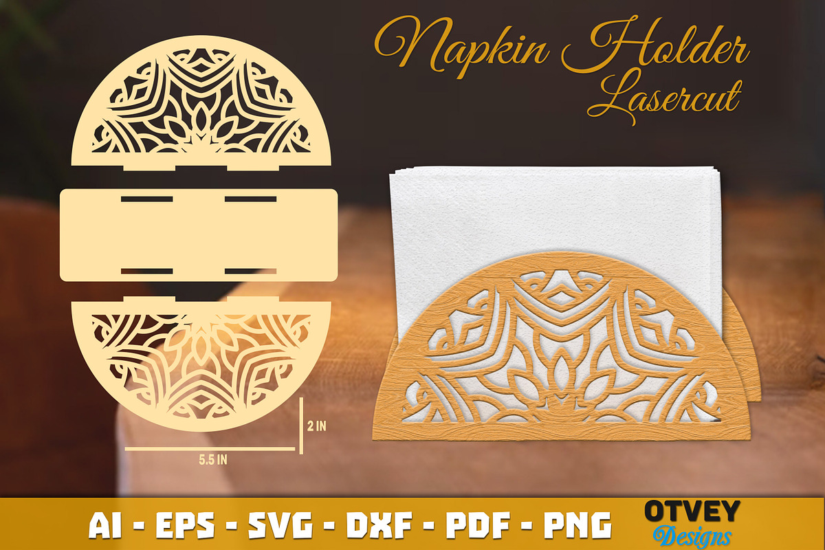 Mandala Napkin Holder Lasercut BUNDL, a Graphic by OTVEY DESIGN (Photo 3 of 13)