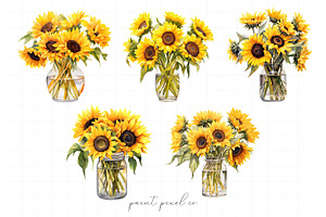 Sunflowers In A Jar Clipart