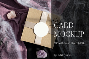 Halloween Card Mockup Round Tag fall