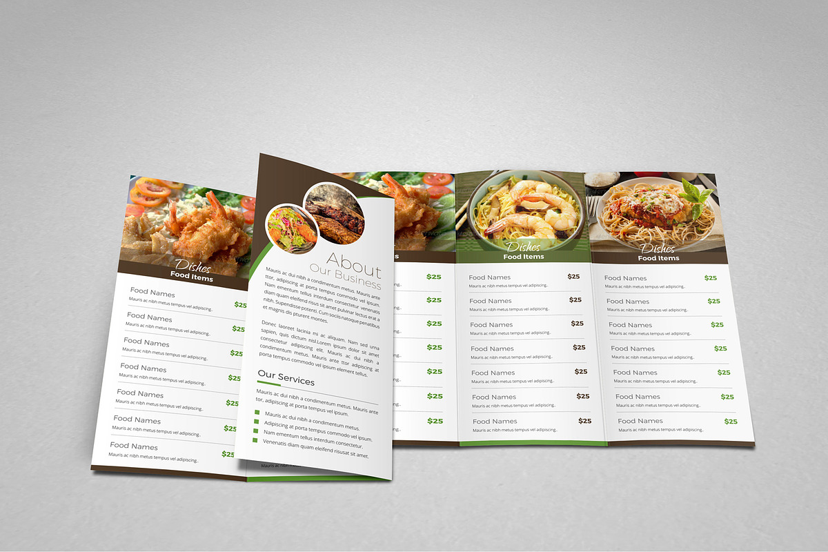 Food Restaurant Trifold Template, a Brochure Template by JanySultana (Photo 3 of 13)