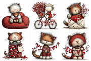 Whimsical Valentine Cat Clipart, an Illustration by Daily.Designs (Thumbnail 7 of 8)