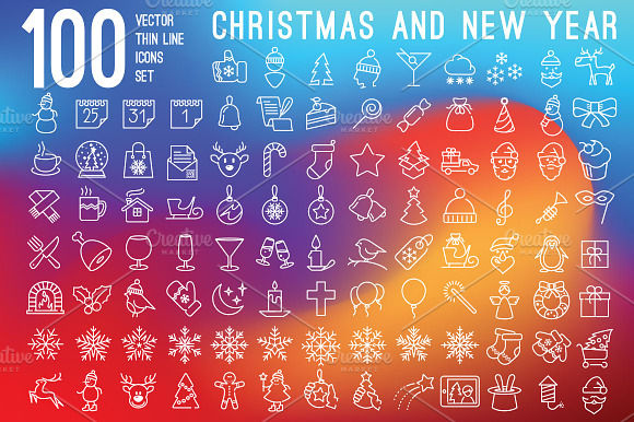 100 Christmas Icons Set
