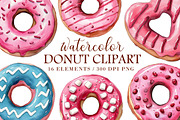 Watercolor Donut Clipart, an Illustration by Libby Wishes (Thumbnail 1 of 7)