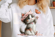 Whimsical Floral Kitten Clipart, a Transportation Illustration by Digital Artistic99 (Thumbnail 7 of 9)
