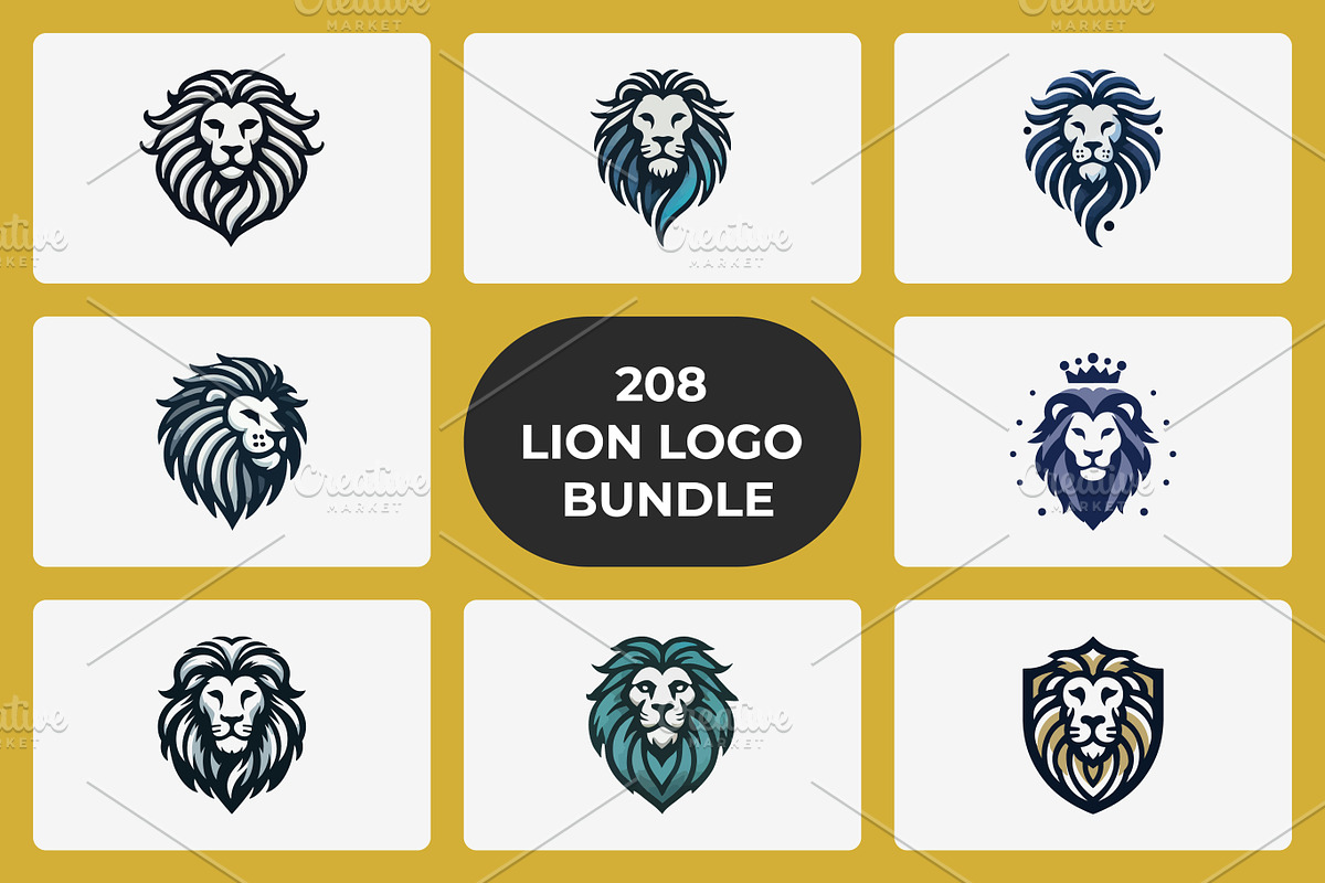 Modern Lion Mascot Logo Bundle, a Branding & Logo Template by Vectorium Studio (Photo 1 of 21)
