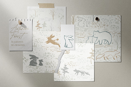 Autumn Forest Patterns and Elements, an Animal Illustration by MeadowFox