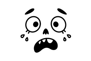 Retro Cartoon Mascot Face Scared, an Object Illustration by TopVectors
