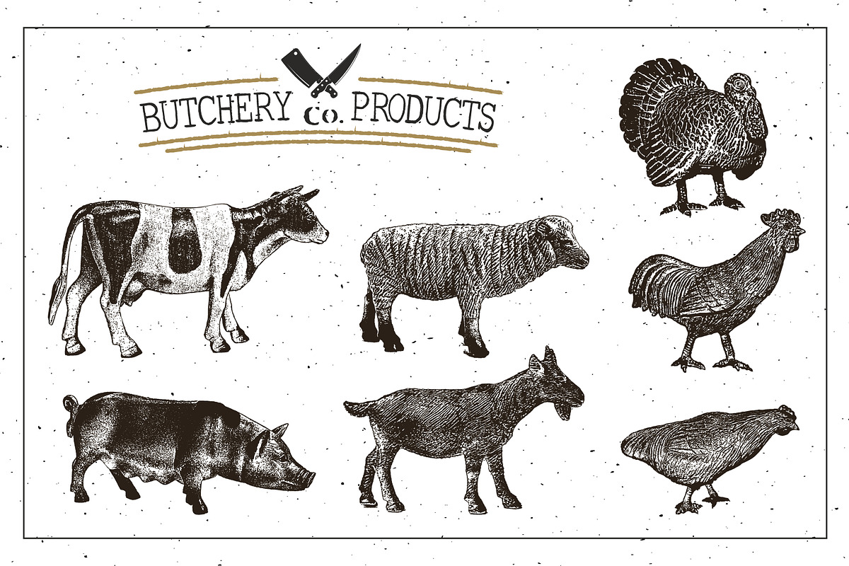 Farm Animal Logo Templates Set, an Animal Illustration by Lemon Workshop (Photo 2 of 6)