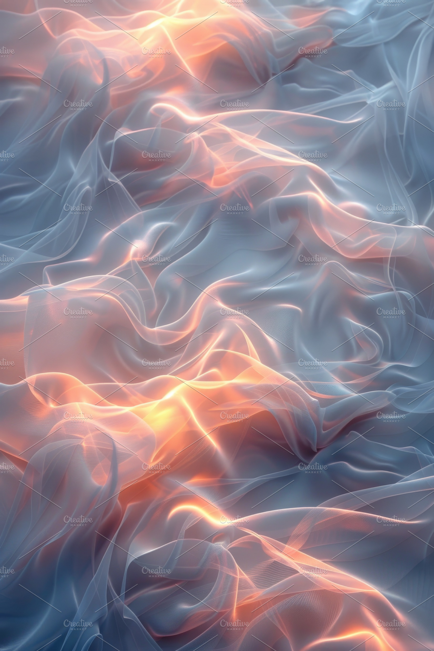Luminous Abstract Blue and Peach Flowing Fabric Background, an Abstract Photo by José Manuel Gelpi