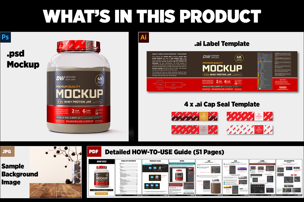 5lb Whey Protein Jar Mockup C3-Pro, a Packaging Mockup by Design Warlord (Photo 14 of 16)