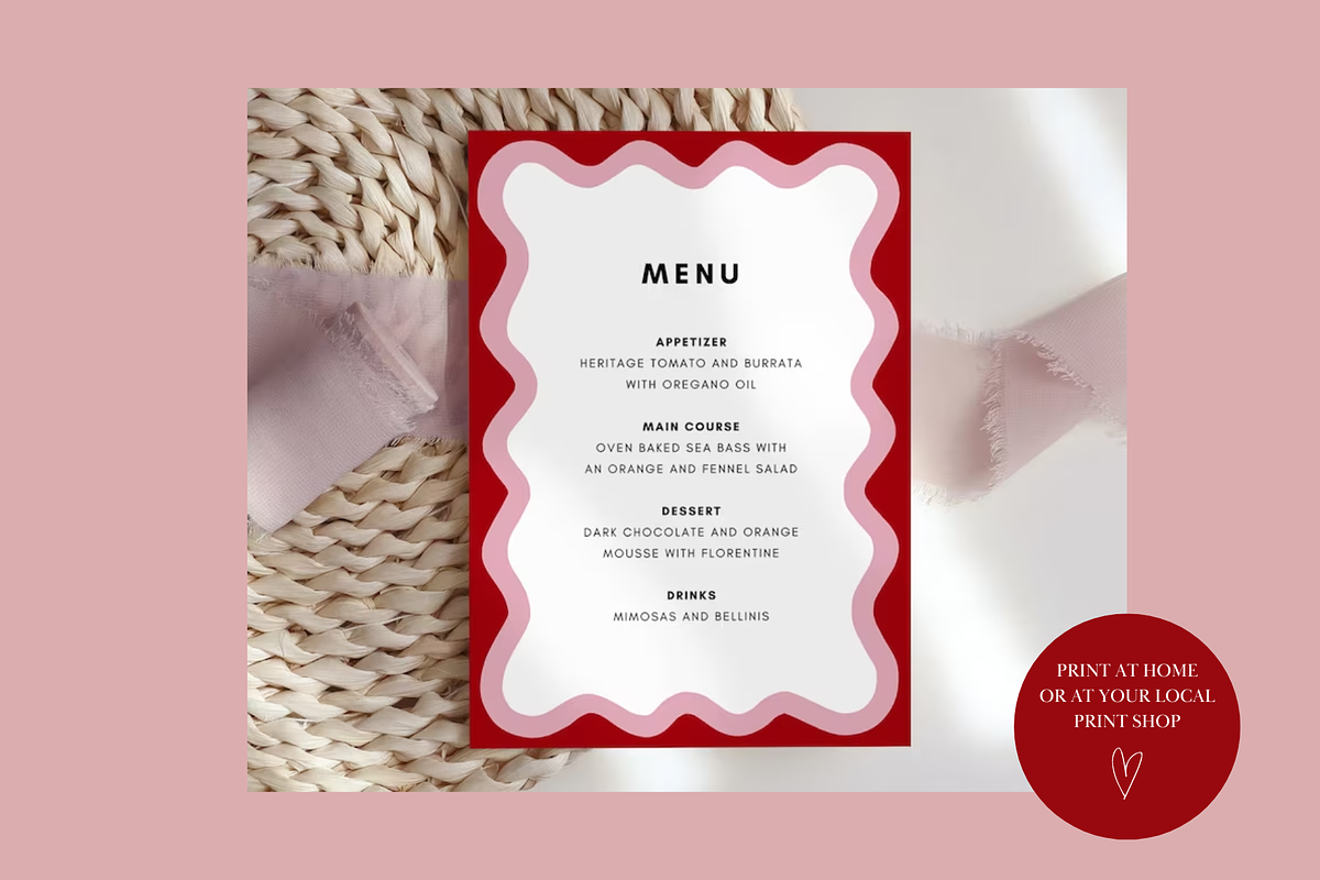 Pink Waves Menu Template, a Stationery Template by ForeverPrint (Photo 5 of 12)