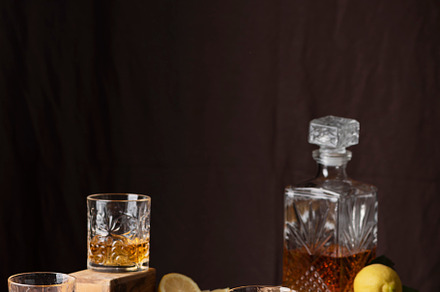 Glasses of rum with ice and lemon, a Food & Drink Photo by oxana.denezhkina