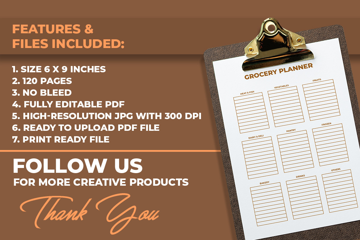 Gold Grocery Planner KDP Interior, a Print Template by M9 Design (Photo 3 of 3)