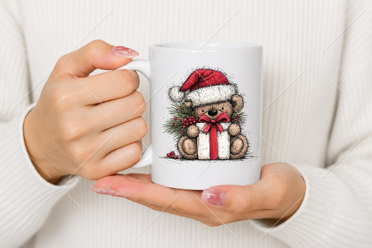 Whimsical Christmas Bear Clipart PNG, a Seasonal Illustration by Canvas Craft (Photo 9 of 10)