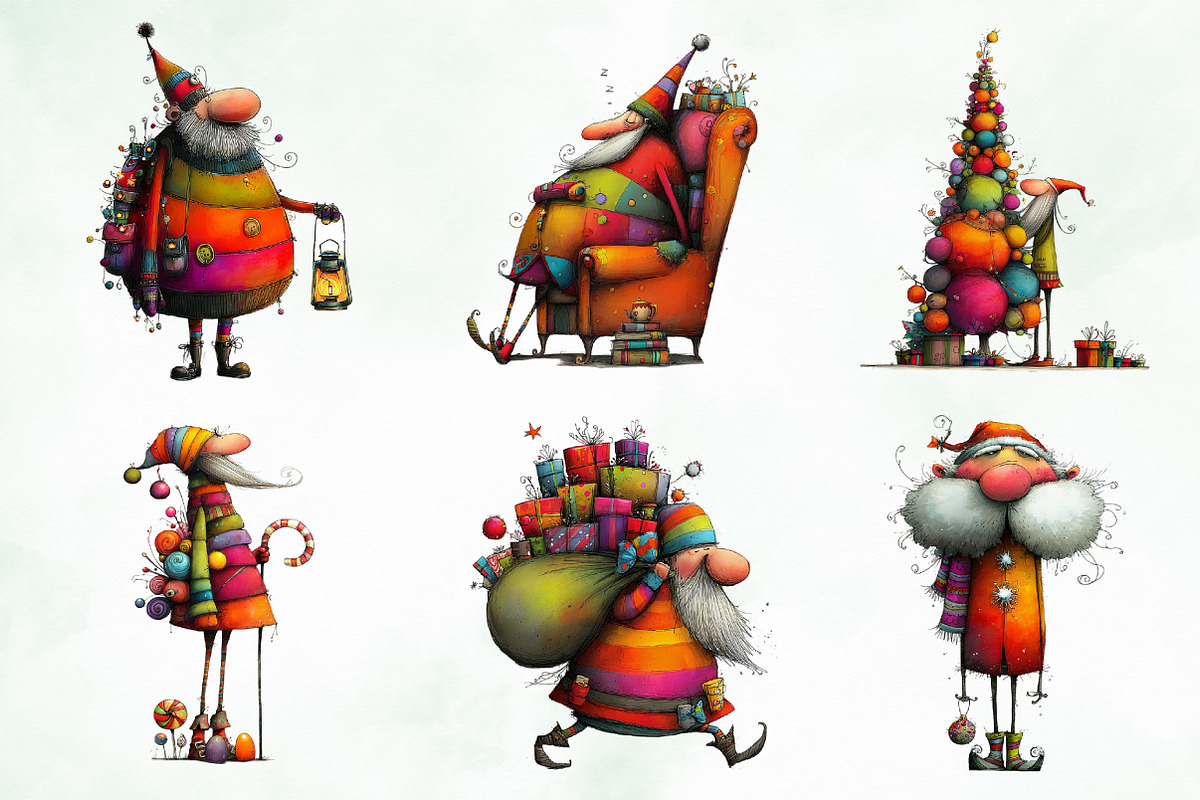 Quirky Santa, Funny Santa Clipart, an Illustration by Creative Art (Photo 2 of 10)