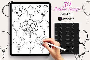 50 Balloon Procreate Stamps Brushes