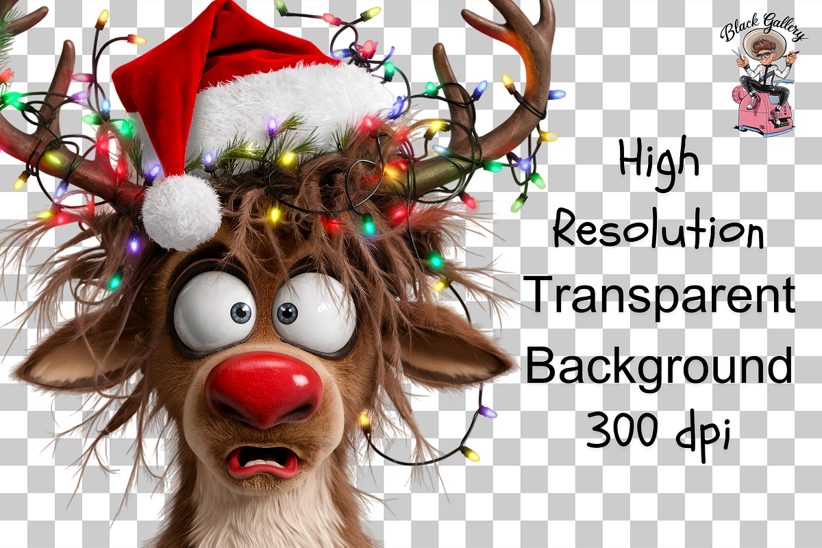 Funny Reindeer With Christmas Lights, a Graphic by Clipart Bloom (Photo 2 of 2)