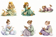 Easter Reading Girl Clipart, an Illustration by Designworld (Thumbnail 3 of 5)
