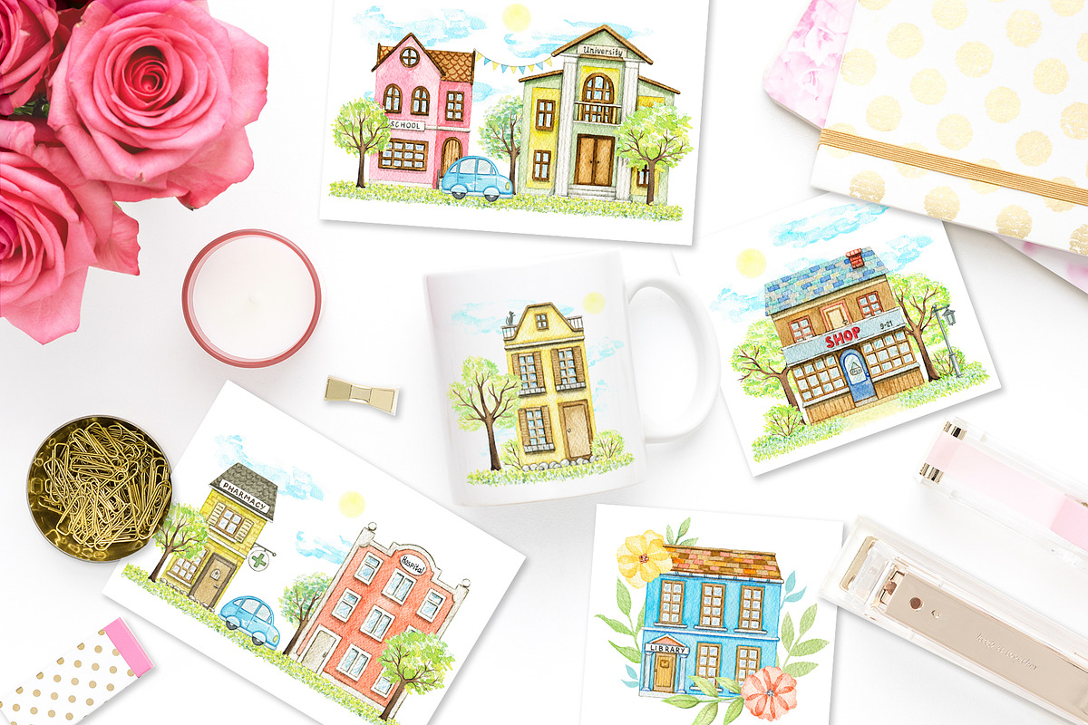 Cartoonburg - watercolor illustrations