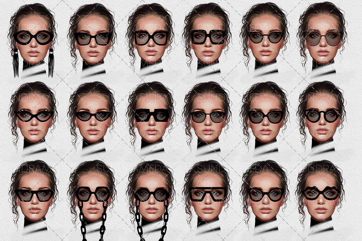 Glasses Stamps Brushes for Procreate, a Brush Add-On by sundrameda (Photo 2 of 13)