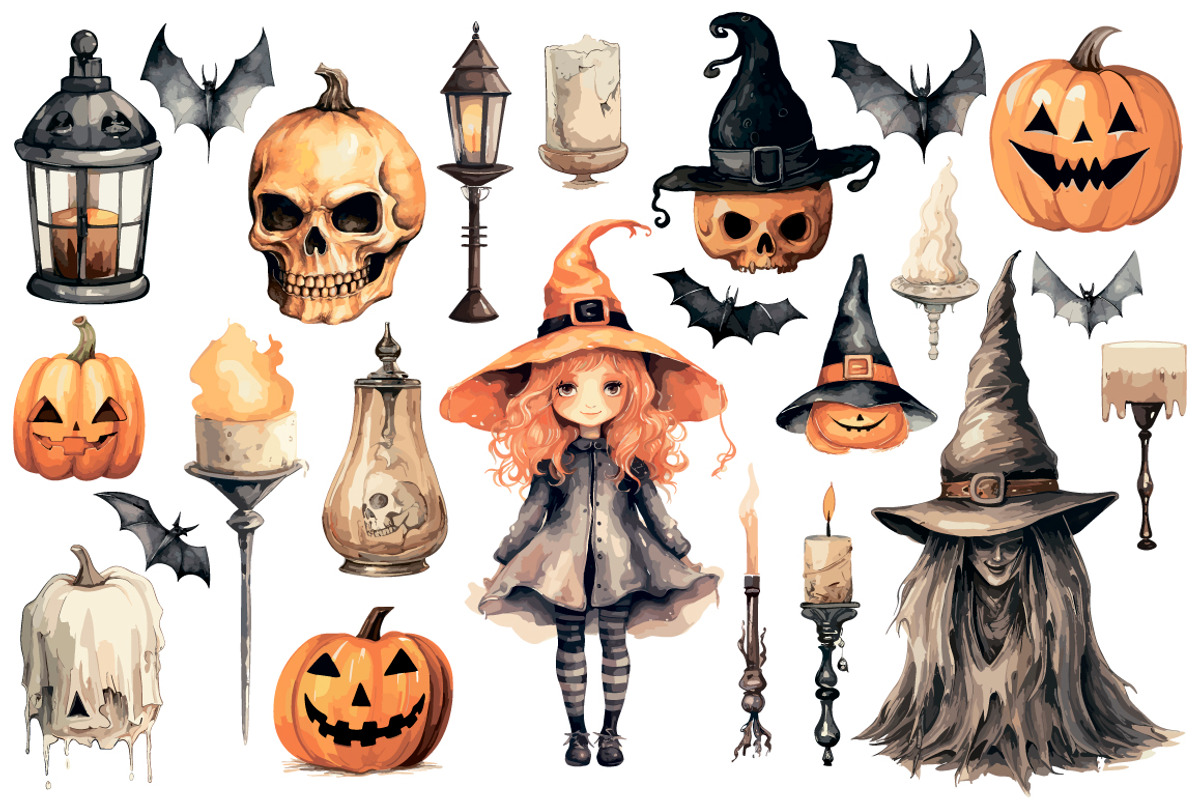 Halloween Vintage clipart, an Object Graphic by Evgeniia (Photo 3 of 11)