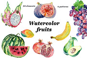 Set of watercolor fruits, an Illustration by Watercolor arts (Thumbnail 1 of 4)