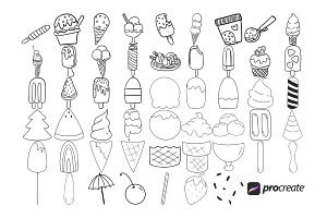 Icecream Set 1 Procreate Brush Stamp