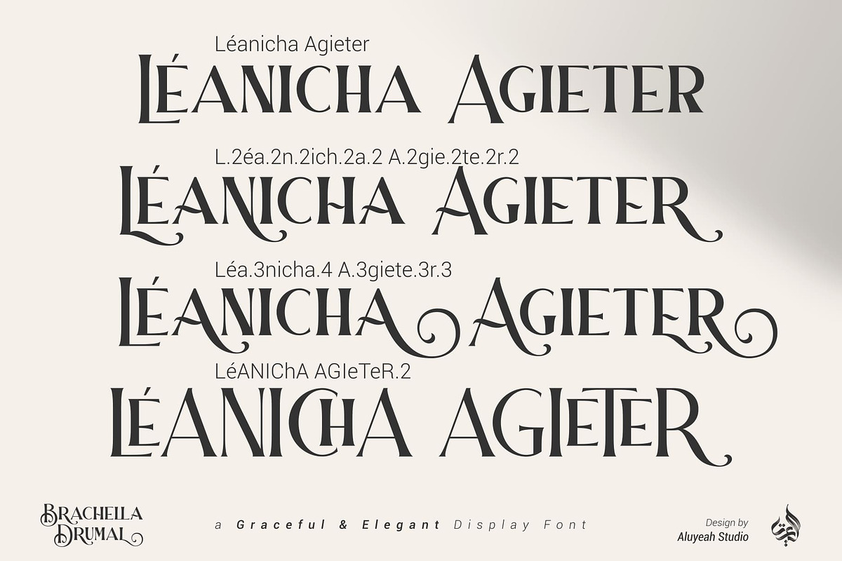 Brachella Drumal, a Font by Aluyeah Studio (Photo 6 of 16)
