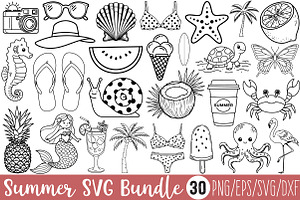 Summer Line Art, SVG Bundle, a Graphic by Rose Art
