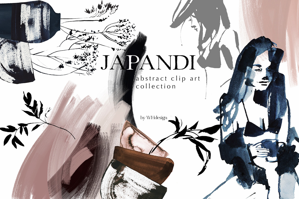 Japandi Abstract Watercolor Clip Art, a Decorative Illustration by whiteheartdesign (Photo 1 of 24)