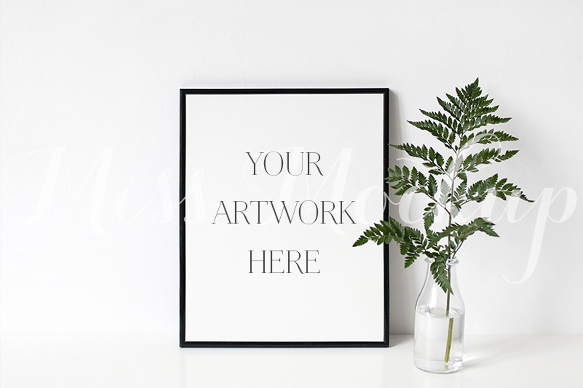 Black Frame Mockup Fern, a Print Template by Miss Mockup