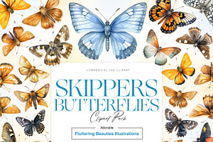 Skipper Butterfly Clipart, Butterfly