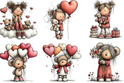 Whimsical Teddy Bear Girl Clipart, an Illustration by CraftArtStudio (Thumbnail 4 of 6)