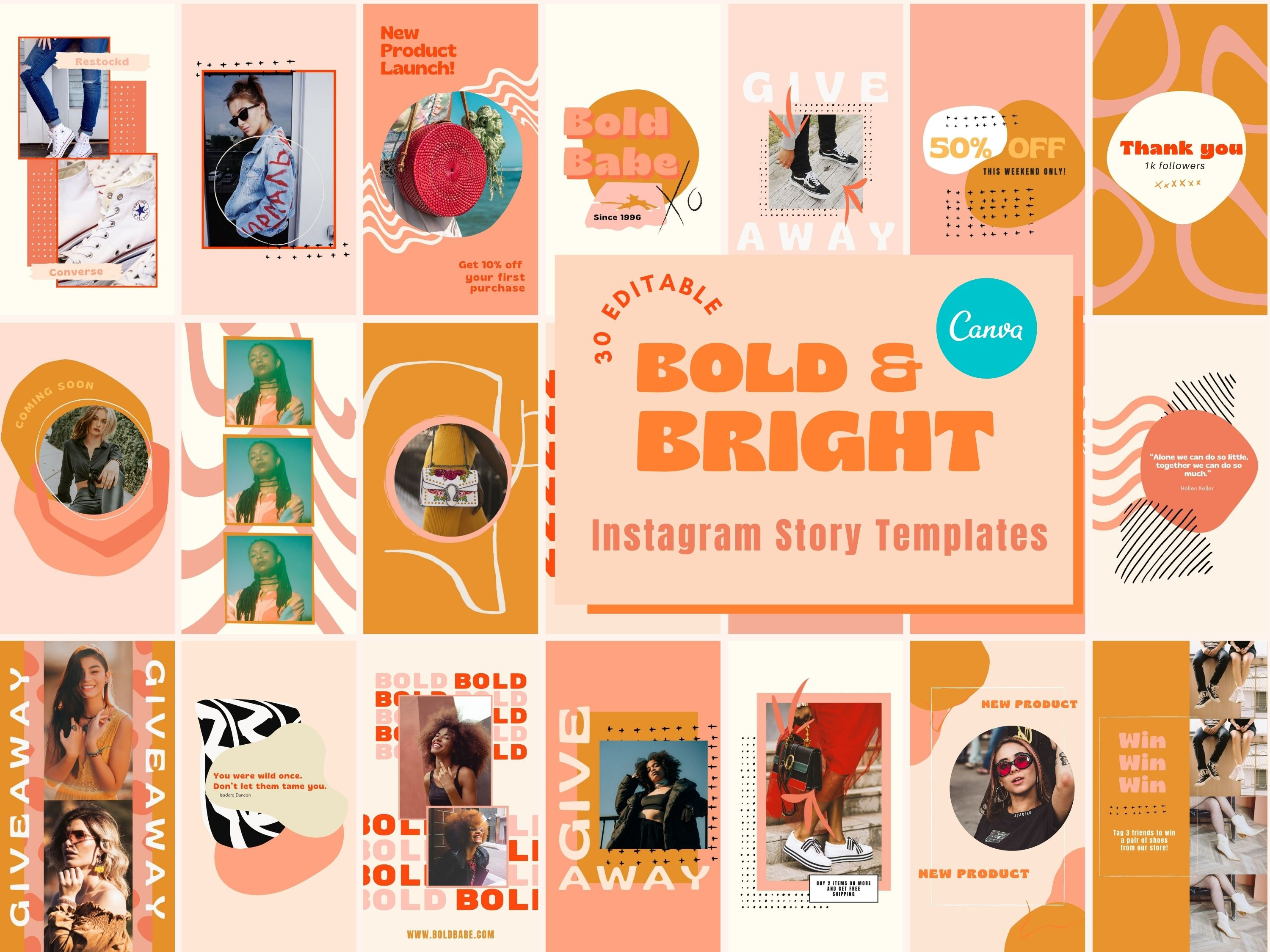 Bold Instagram Story Templates, a Social Media Template by HellYeahDesigns