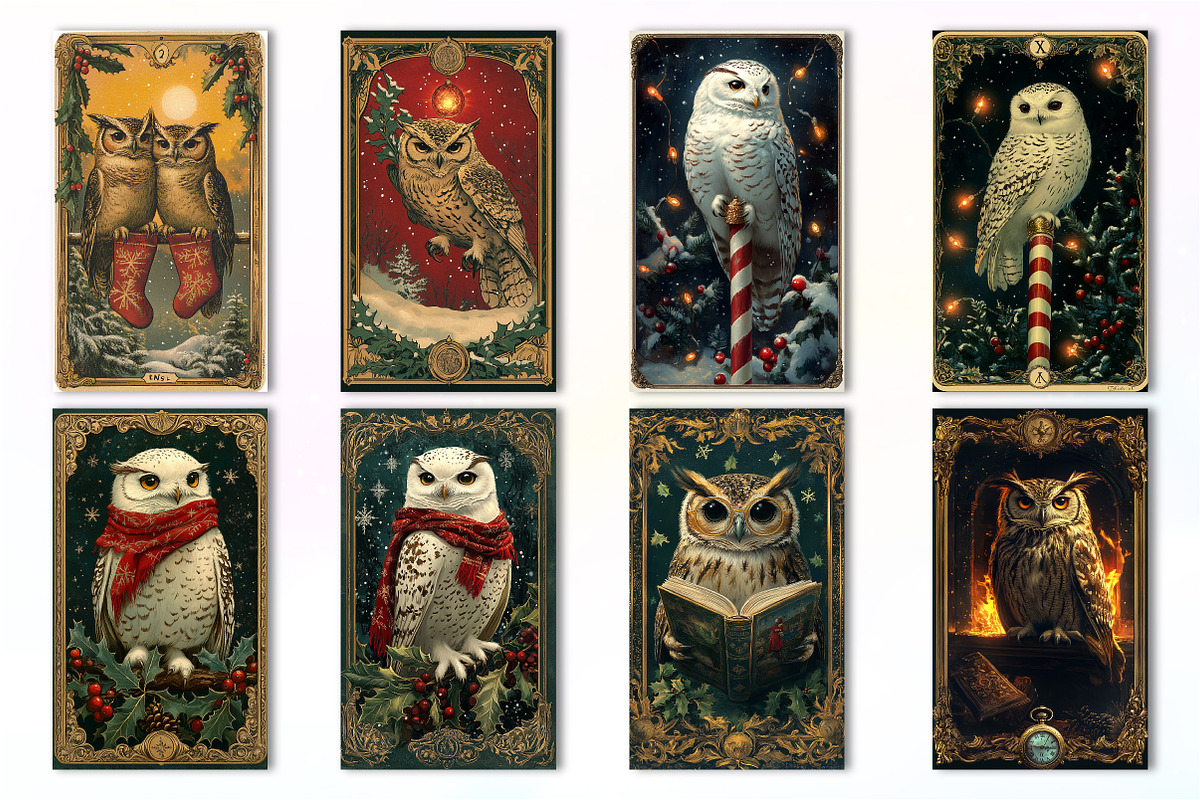 Christmas Owl Card PNG Sublimation, an Illustration by Dream Creation (Photo 3 of 5)