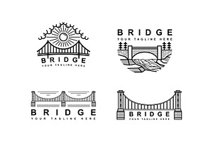 Bridge logo set with sun and bridge, a Branding & Logo Template by Saba Vector