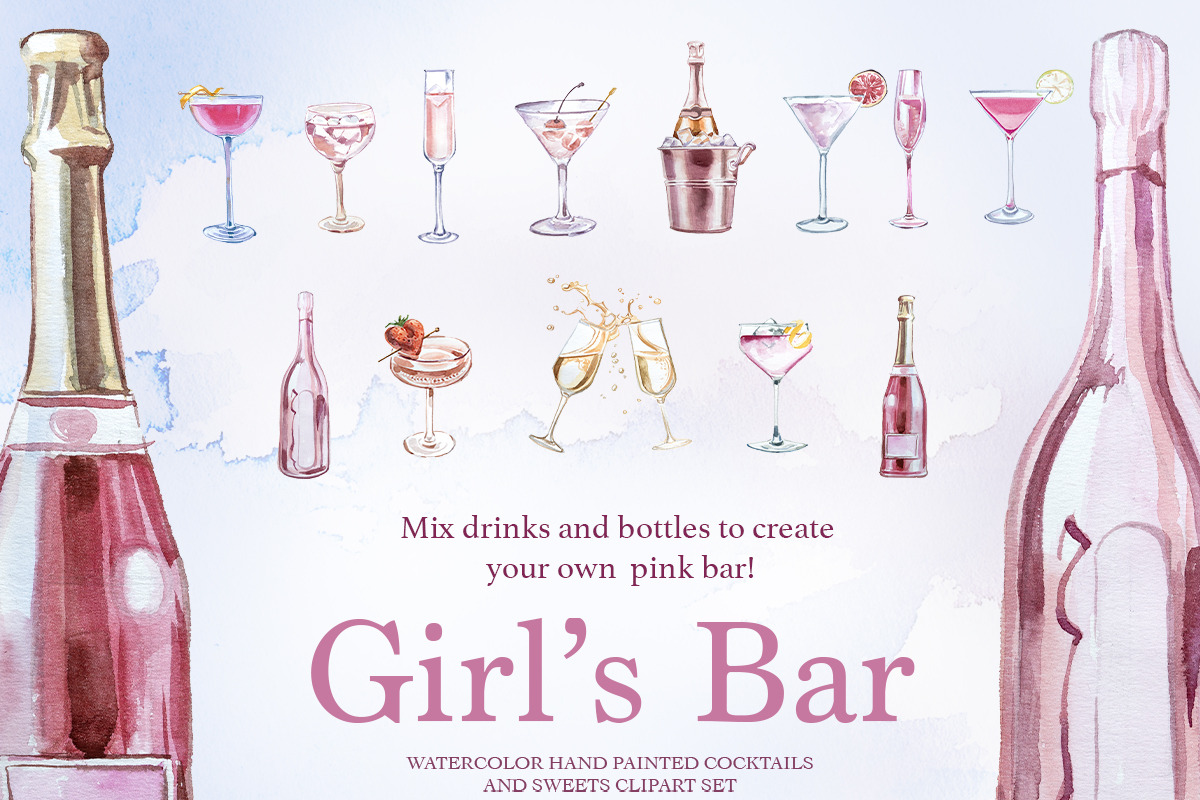 Hand Painted Girl's Bar Clipart, a Food Illustration by ArtCreationsDesign (Photo 3 of 14)
